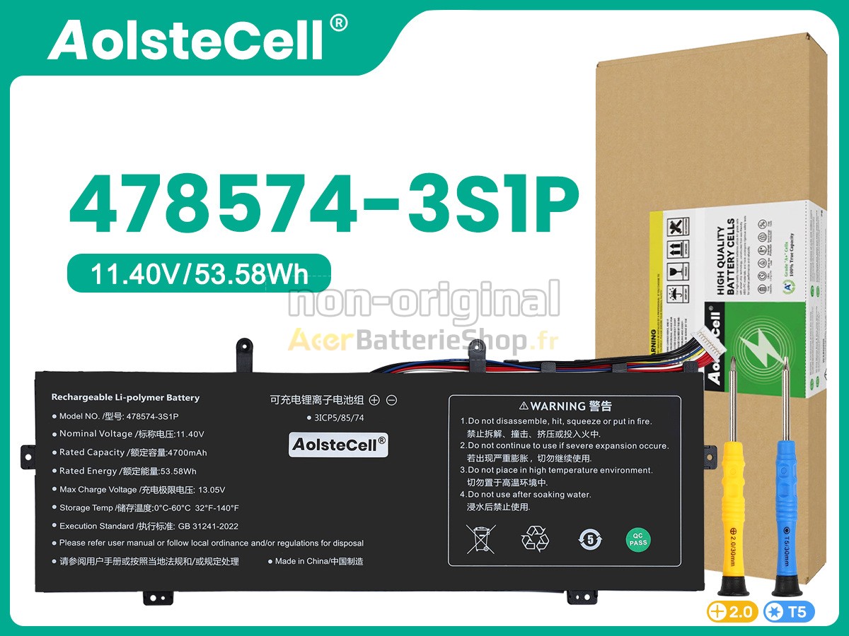 Batterie de haute performance pour Gateway 478574-3S1P