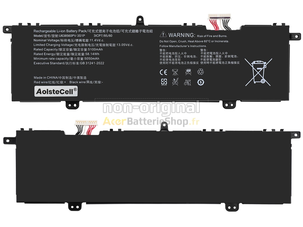 Batterie de haute performance pour Acer U638560PV-3S1P