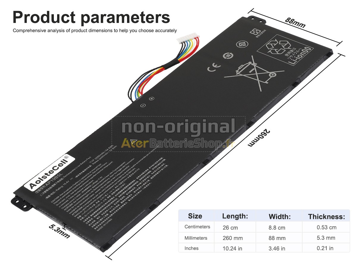 Batterie de haute performance pour Acer AP19B5L